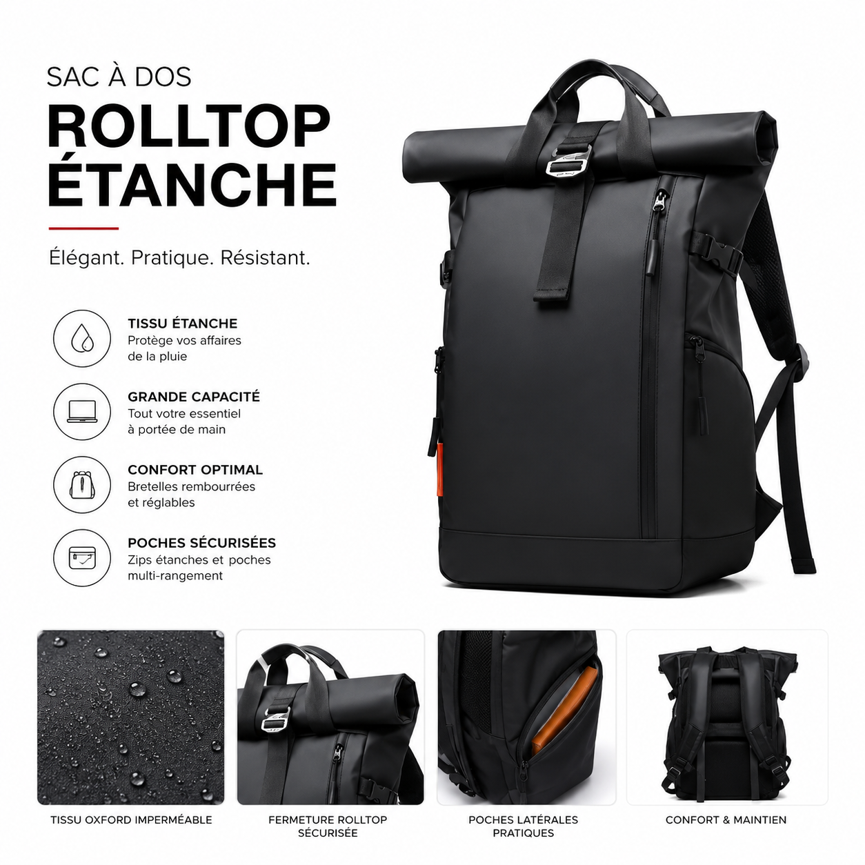 Flow – Sac à Dos Roll Top Étanchéité Totale 20L