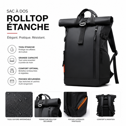 Flow – Sac à Dos Roll Top Étanchéité Totale 20L