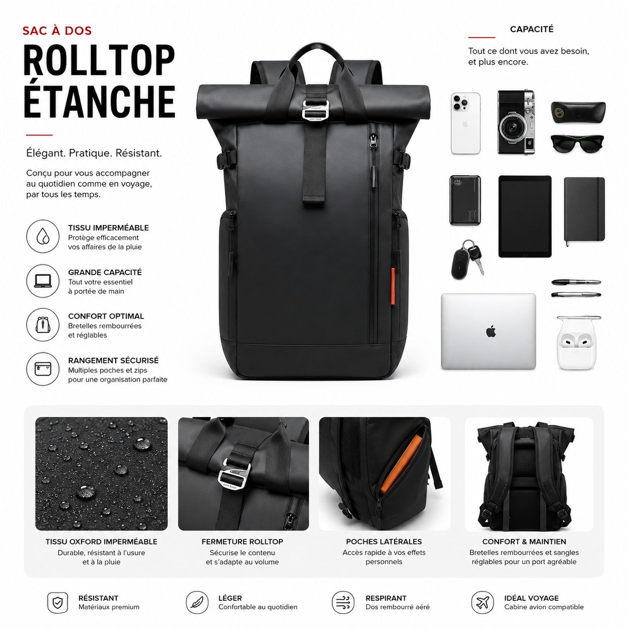 Flow – Sac à Dos Roll Top Étanchéité Totale 20L