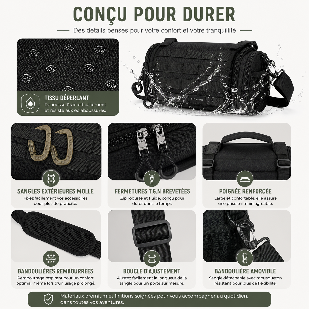 Khyber – Sac Bandoulière Tactique Imperméable & Polyvalent