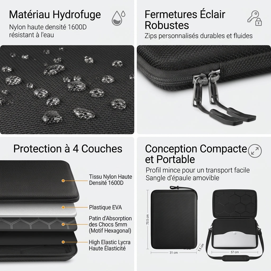 Bastion - Étui Rigide Antichoc pour Ordinateur Portable - Protection 360°
